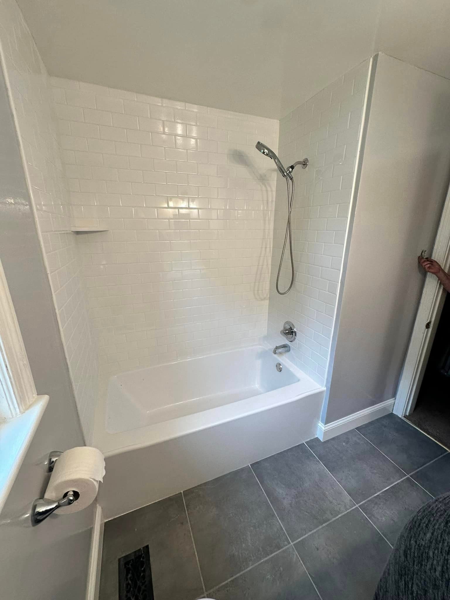 Finished tub and shower remodel completed by Newman's Plumbing in Great Bridge, Chesapeake, VA