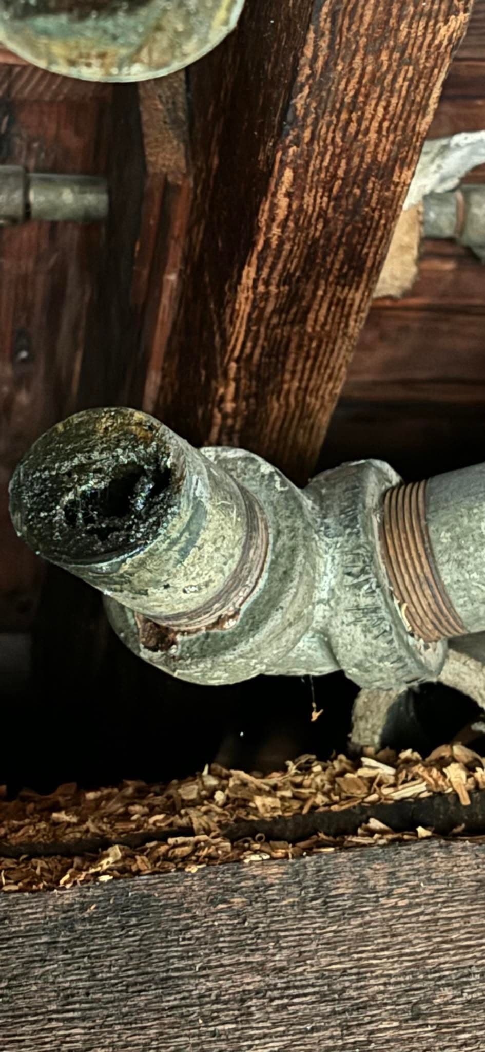 Corroded galvanized pipe replaced by Newman's Plumbing in an older Chesapeake, VA home
